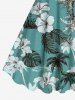 Robe débardeur grande taille à imprimé tropical, feuilles de cocotier, hibiscus et fleurs hawaïennes - Vert 6X