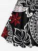 Robe débardeur grande taille à imprimé ethnique hawaïen, motif feuilles tropicales, hibiscus et fleurs - Noir 6X