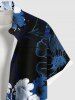 Plus Size Ombre Hibiscus Flower Leaf Branch Print Hawaii Button Pocket Shirt For Men -  