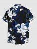 Plus Size Ombre Hibiscus Flower Leaf Branch Print Hawaii Button Pocket Shirt For Men -  