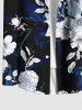 Plus Size Ombre Hibiscus Flower Leaf Branch Print Hawaii Button Pocket Shirt For Men -  