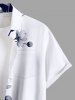 Chemise hawaïenne à boutons et poches pour homme, grande taille, imprimé branches de fleurs et teinture dip-dye ombré - Blanc L