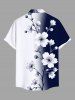 Chemise hawaïenne à boutons et poches pour homme, grande taille, imprimé branches de fleurs et teinture dip-dye ombré - Blanc L