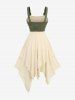 Lace Up Handkerchief Layered 2 in 1 Corset Dress -  