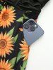 Sunflowers Print Ruched Twist Pockets Tank Dress -  