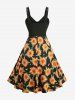 Sunflowers Print Ruched Twist Pockets Tank Dress -  