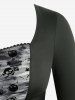 Skulls Tie Dye Print Snake Buckle Ruched Panel Lace Trim Flare Sleeves Top -  