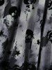 Haut à imprimé tie-dye tête de mort, boucle serpent, empiècement froncé, bordure en dentelle, manches évasées - Noir XXL