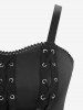 Skull Rose Flower Flocking Lace-up Grommets Lace Trim Tank Dress -  