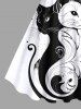 Robe débardeur trapèze à imprimé chat bicolore grande taille - Blanc XS