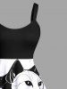 Robe débardeur trapèze à imprimé chat bicolore grande taille - Blanc XS