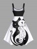 Robe débardeur trapèze à imprimé chat bicolore grande taille - Blanc XS