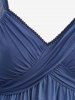 Haut croisé en dentelle ombrée à manches évasées et à effet dip-dye - Bleu profond XXL