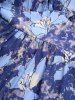 Robe à bretelles fines à imprimé tie-dye fleuri et volants froncés, avec haut cache-cœur cintré. - Bleu profond XXL