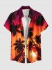 Tenue de plage hawaïenne assortie grande taille, motif cocotier, imprimé coucher de soleil ombré, pour couples - Orange 