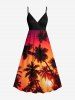 Tenue de plage hawaïenne assortie grande taille, motif cocotier, imprimé coucher de soleil ombré, pour couples - Orange 