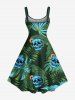 Skull Cup Orange Leaf Tropical Printe Plus Size Matching Hawaii Beach Outfit For Couples -  