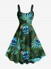 Skull Cup Orange Leaf Tropical Printe Plus Size Matching Hawaii Beach Outfit For Couples -  