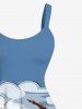 Tenue de plage hawaïenne assortie grande taille à imprimé cocotiers et nuages, idéale pour les couples - Bleu clair 
