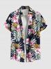 Tenue de plage hawaïenne assortie grande taille à imprimé feuilles tropicales et fleurs d'hibiscus pour couples - Bleu profond 