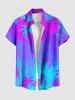 Tenue de plage hawaïenne assortie grande taille à imprimé ombré cocotier pour couples - Pourpre  