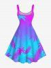 Tenue de plage hawaïenne assortie grande taille à imprimé ombré cocotier pour couples - Pourpre  