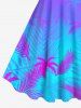 Tenue de plage hawaïenne assortie grande taille à imprimé ombré cocotier pour couples - Pourpre  