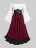 Plus Size Medieval Renaissance Off The Shoulder Flare Sleeves Dress - Pirate Wench Tavern Maid Costume -  