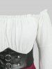 Plus Size Medieval Renaissance Off The Shoulder Flare Sleeves Dress - Pirate Wench Tavern Maid Costume -  