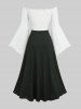 Plus Size Medieval Renaissance Off The Shoulder Flare Sleeves Dress - Pirate Wench Tavern Maid Costume -  
