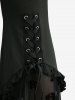Pantalon évasé à poches et lacets avec motif crâne et étoiles - Noir XXL
