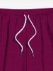 Plus Size Solid Hawaii Drawstring Beach Shorts For Men -  