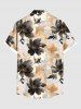 Chemise hawaïenne grande taille à imprimé floral ombré et poches boutonnées pour homme - café lumière L