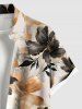 Chemise hawaïenne grande taille à imprimé floral ombré et poches boutonnées pour homme - café lumière L