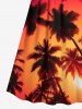 Plus Size Coconut Tree Dip Dye Ombre Sunset Print Hawaii Surplice A Line Cami Dress -  