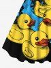 Plus Size Cute Duck Print Hawaii A Line Tank Dress -  