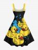 Plus Size Cute Duck Print Hawaii A Line Tank Dress -  