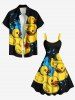 Robe débardeur trapèze hawaïenne grande taille à imprimé canard mignon - Noir 6X