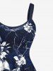 Plus Size Skull Tree Flower Print Hawaii A Line Tank Dress -  