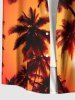 Plus Size Coconut Tree Dip Dye Ombre Sunset Print Hawaii Button Pocket Shirt For Men -  