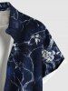 Chemise hawaïenne grande taille à imprimé tête de mort, arbre et fleurs, avec poches boutonnées pour homme - Bleu 4XL