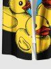 Chemise hawaïenne grande taille à imprimé canard mignon et poches boutonnées pour homme - Noir S
