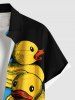 Chemise hawaïenne grande taille à imprimé canard mignon et poches boutonnées pour homme - Noir 2XL