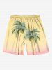 Short de plage hawaïen grande taille à imprimé cocotiers ombré pour homme - Jaune M