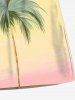 Short de plage hawaïen grande taille à imprimé cocotiers ombré pour homme - Jaune M