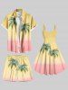 Plus Size Coconut Tree Ombre Print Hawaii Beach Shorts For Men -  