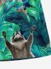 Plus Size Tropical Leaf Little Raccoon Print Hawaii Beach Shorts For Men -  