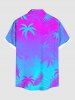Plus Size Coconut Tree Ombre Print Buttons Pocket Hawaii Shirt For Men -  