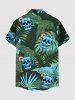 Plus Size Skull Cup Orange Leaf Tropical Print Buttons Pocket Hawaii Shirt For Men -  