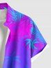 Plus Size Coconut Tree Ombre Print Buttons Pocket Hawaii Shirt For Men -  